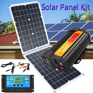 16000W Complete Solar Panel Kit Solar Power Generator 100A Home 110V Grid System