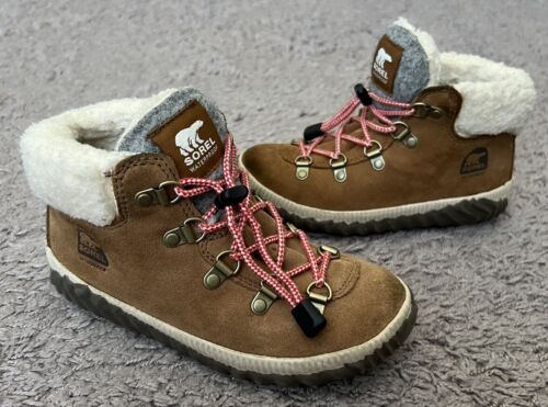SOREL Kids Out 'N About Conquest Ankle Bootie Camel Tan NY1952-224 Youth Size 1