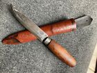 Vintage KJ Eriksson Mora Knife Made in Sweden Wood Handle With Sheath .