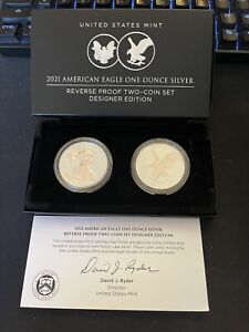 New Listing2021 American Silver Eagle One Ounce Reverse Proof Two-Coin Set Designer Edition