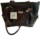 Sag Harbor Brown Lacquer Crocodile Skin Design Handbag Purse