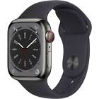 Apple Watch Series 8 41mm (Cellular) Stainless Steel Space Grey Black Band -Good