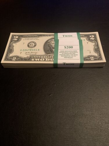 50 ($2) TWO DOLLAR BILLS UNCIRCULATED SEQUENCIAL -$100  (BUY MORE & SAVE MORE)