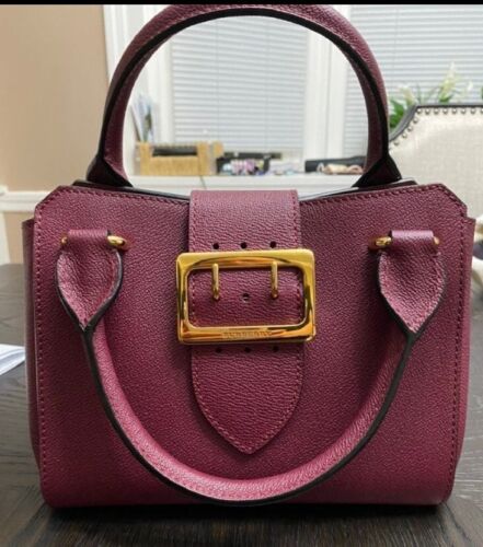 Burberry Women's Sm Buckle Soft Grain Leather Satchel Burgundy Handbag & Wallet