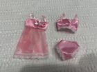 Pink Nightie And Panty And Bra Sets For Barbie 11” Fashion Doll Lace Trimmed New