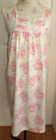 VINTAGE WHITE w/PINK FLORAL PRINT & LACE COTILLION SLEEVELESS NIGHTGOWN SIZE XXL