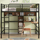 Metal Loft Bed with Desk and Storage Shelves Twin Full Size Loft Bunk Bed Frames