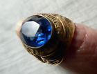 WW2 Air Force Ring W/ Blue Stone - Size 7  3/4 - 10K Gold Filled