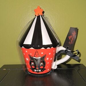 CARNIVAL COTTAGE Halloween Bat Mug With Tent Topper By JOHANNA PARKER NWT