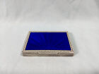 Beautiful Antique .916 Silver & Blue Guilloche Enamel Hinged Snuff Box