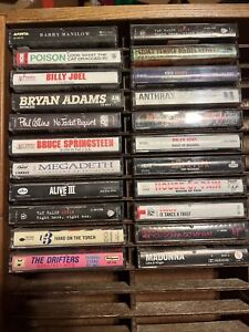 New ListingLarge Lot 22 Rock R&B Cassette Tapes Poison STP Van Halen Coolio Anthrax Kravitz
