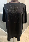 New AKRIS Punto Cotton Pixel Studded Dolman Sleeve T Shirt Black Size 16