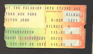 ELTON JOHN CONCERT TICKET STUB OCTOBER 20 1979 PALADIUM NEW YORK CITY NYC