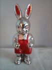 Vintage Easter Irwin Hard Plastic Red & Silver Bunny Rattle 6