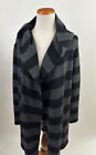 VINCE black gray striped hooded wool alpaca open long cardigan sweater XS