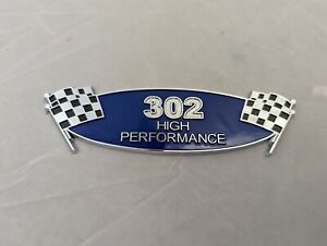 302 High Performance Ford Chevy Checkered Flag Emblem Race Chrome