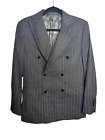 Indochino Bespoke Double Breasted Pinstripe Gray Blazer Sport Coat Jacket Men's