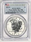 2023 S REVERSE PROOF SILVER PEACE DOLLAR FIRST DAY OF ISSUE PCGS PR70 FLAG BLUE