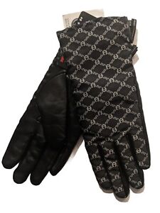 Etienne Aigner Signature Leather Palm Gloves  Size- Small