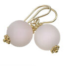 Rose Quartz Earrings Round  Pink Teardrop Smooth Drops 14k Solid Gold Sterling