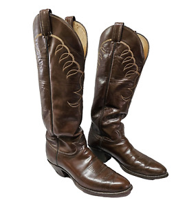 Vtg Tony Lama Tall Western Cowboy Leather Boots - Black Label  - Mens Sz 9.5