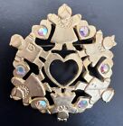 Vintage Newpro Brushed Gold AB Crystal Children Heart Circle Mother Brooch Pin