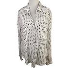 Cloth & Stone White Polka Dot Pattern Long Sleeves Button-Up Blouse Size Medium