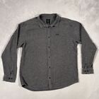 RVCA Shirt Mens XL Extra Large Gray Regular Fit Long Sleeve Flannel Button Up