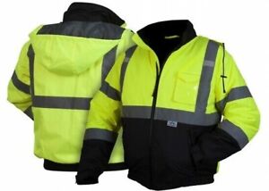 CLASS 3 HIGH VISIBILITY REFLECTIVE INSULATED WATERPROOF BOMBER SAFETY JACKET