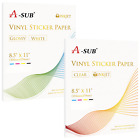Lot 15-100 A-SUB Printable Vinyl Sticker Paper Clear / Glossy White Inkjet Laser