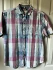 TOMMY BAHAMA Jeans Shirt Mens Plaid Island Crafted Camp Shirt Blue /Red Med