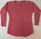 Pure Collection 100% Cashmere V Neck Sweater Size 8-10 Textured Knit Pink Peach