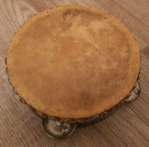 Vintage Small 14cm Tambourine Musical Percussion Instrument