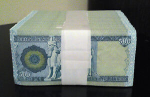 5,000 New Iraqi Dinar 10 X 500 Dinar Notes Unc. -  Wholesale Money Iraq Currency