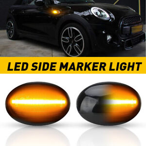 2X LED Side Marker Light Turn Signal Fit Flowing Mini Cooper R55 R56 R57 R58 R59