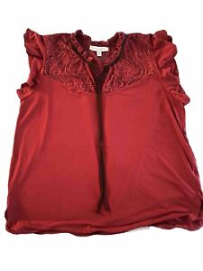 Sweet Rain Ladies Short Sleeve Blouse, Plus Size 2X, Wine Red