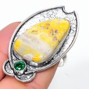 Bumble Bee Jasper, Diopside 925 Sterling Silver Jewelry Ring Size 8 y939