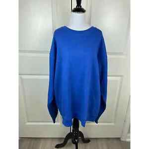 Athletics Royal Blue Plain Basic Solid Long Sleeve Pullover Sweater Men XL New