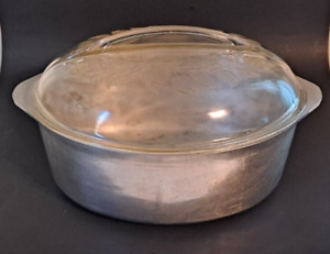 Household Institute Roaster Lid Vintage Aluminum Oval Pan Ivy Leaf Glass Handle
