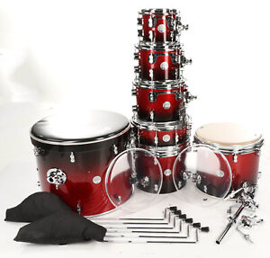 PDP Concept Map 7-pc Shell Pack, Red to Black Sparkle Fade Acoustic Drums
