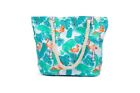 Beach TOTE Canvas Flamingo Tropical Bag with Top Zipper Closure