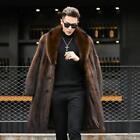 Luxury Mink Fur Men Warm Faux Fur Long Coat Furry Overcoat Thicken Parka Outwear