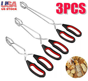 3 Pack Stainless Steel Scissor Tongs, Kitchen Tongs for Cooking Food Tongs BBQ
