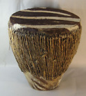 Vintage African Handmade Zebra Hide Tribal Drum Bongo