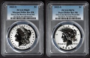 2023-S PCGS Morgan PR69 & Peace PR70 Silver Dollar $1 Reverse Proof Set