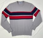 Vintage Meister Wool Sweater Gray Red & Blue Medium Made In Hong Kong