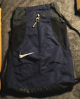 Nike Blue Drawstring Sports Backpack Bag with Front Zipper - Fair Condition