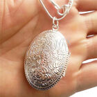 REAL 925 Sterling Silver Large Oval Shape Photo Locket Pendant+ 16