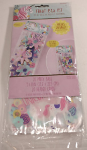 Magical Unicorn Deluxe Treat Bag Kit 20 Party Bags 20 Header Cards Favor, Amscan