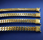 14K Yellow Gold 5.5mm-13mm Solid Miami Cuban Link Chain Necklace Tight Links